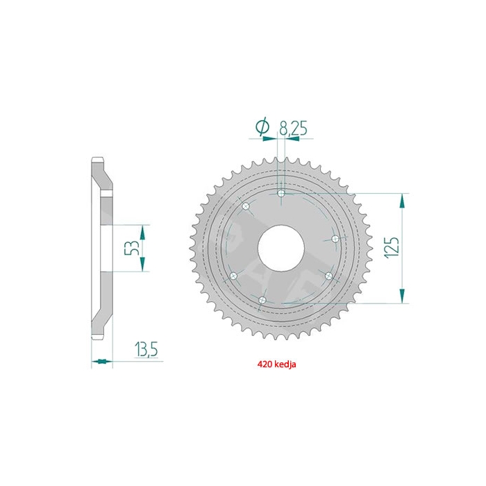 Bakdrev innermått 53 mm, välj kuggar-, Derbi Senda -99