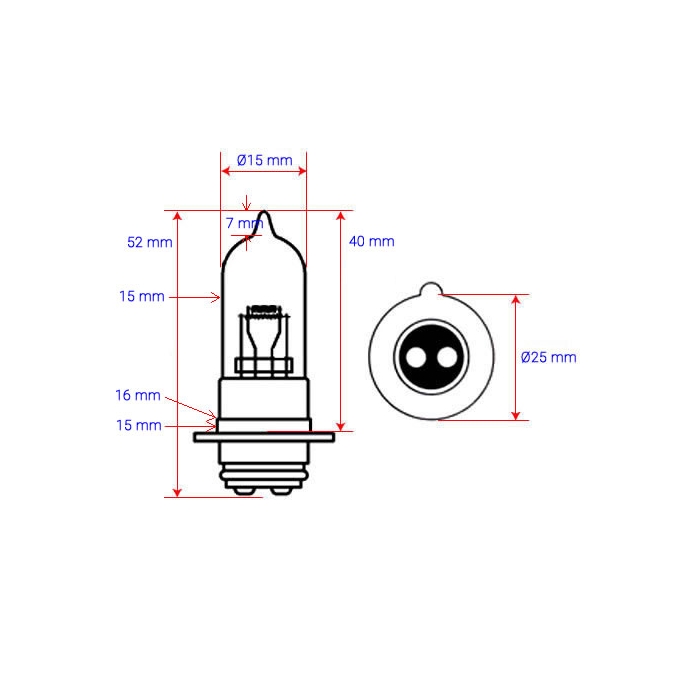 Glödlampa 12V 35/35W PX15D halogen