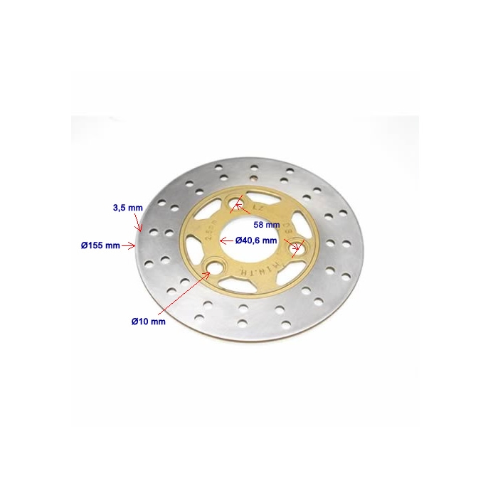Bromsskiva fram 155 mm-, Peugeot Ludix 10&quot; hjul. Adly Silvefox. Baotian Classic. Yiying Classic. PGO. Viarelli GT1, mfl