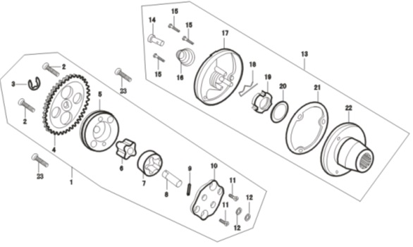 E05: Oilpump / Oilfilter comp