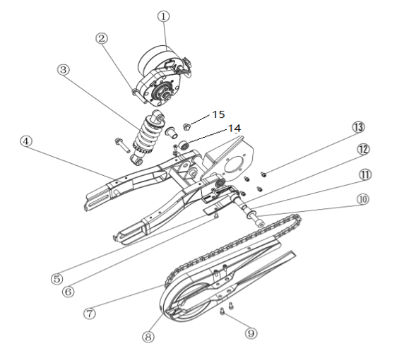 E 05: Baksving, Stötdämpare, Motor main product photo